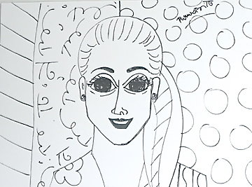 Beautiful Allarra Drawing 2000 32x35 Drawing - Romero Britto Beautiful Allarra Drawing 2000 32x35 Drawing - Romero Britto