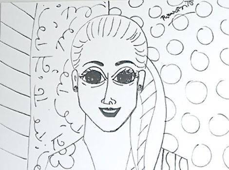 Beautiful Allarra Drawing 2000 32x35 Drawing - Romero Britto