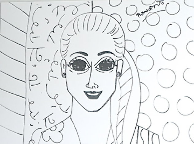 Beautiful Allarra Drawing 2000 32x35 Drawing by Romero Britto