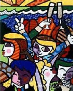 Celebration on Panel 2001 Limited Edition Print - Romero Britto Celebration on Panel 2001 Limited Edition Print - Romero Britto