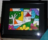 House With Tree on Left 1997 34x41 Huge Original Painting by Romero Britto - 1 House With Tree on Left 1997 34x41 Huge Original Painting by Romero Britto - 1