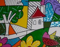 House With Tree on Left 1997 34x41 Huge Original Painting by Romero Britto - 2 House With Tree on Left 1997 34x41 Huge Original Painting by Romero Britto - 2