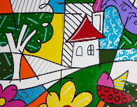 House With Tree on Left 1997 34x41 Huge Original Painting by Romero Britto - 0 House With Tree on Left 1997 34x41 Huge Original Painting by Romero Britto - 0