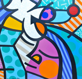 Someone to Love 1995 36x36 Original Painting - Romero Britto Someone to Love 1995 36x36 Original Painting - Romero Britto