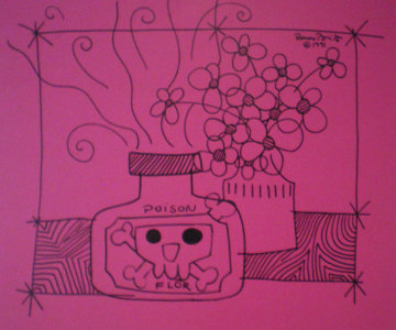 Poison 1991 40x46 Original Painting - Romero Britto Poison 1991 40x46 Original Painting - Romero Britto