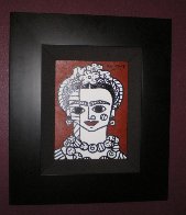 Brown Frida 2002 22x19 Frida Kahlo Original Painting by Romero Britto - 2 Brown Frida 2002 22x19 Frida Kahlo Original Painting by Romero Britto - 2
