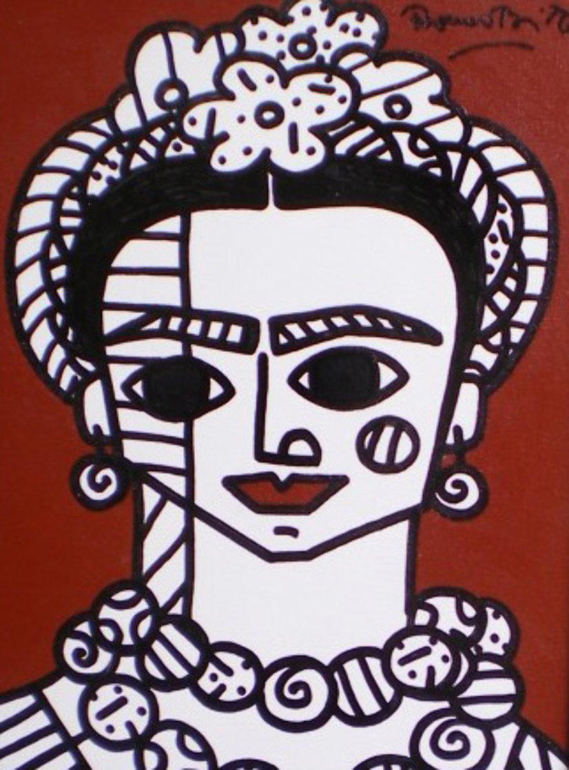 Brown Frida 2002 22x19 Frida Kahlo Original Painting by Romero Britto Brown Frida 2002 22x19 Frida Kahlo Original Painting by Romero Britto
