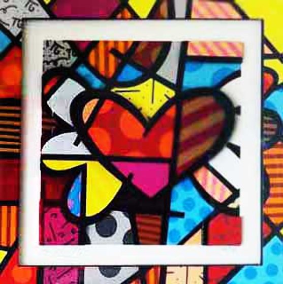 ROMERO BRITTO LOT OF TWO 3D MOTION & LENTICULAR JOTTERS FLYING HEART & FLOWERS 