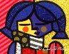 Girl With Flower, Country Girl, All About You 1995 Set of  3 Framed Serigraphs Limited Edition Print by Romero Britto - 1