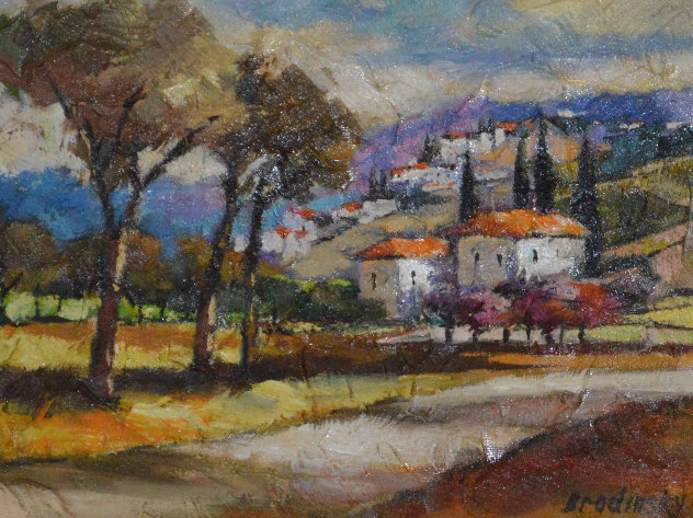 Hilltop Village Original Painting by Slava Brodinsky