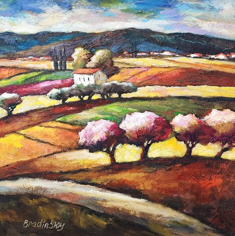 Tuscan Villa 2014 38x38 Oil on Canvas - Italy Original Painting - Slava Brodinsky