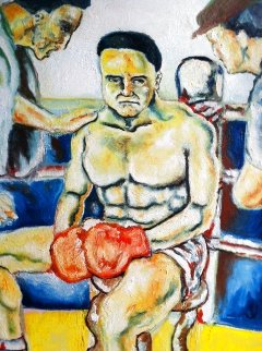 Boxer 59x45 Huge Original Painting - Juan Carlos Bronstein