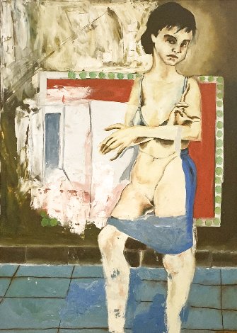 Young Prostitute 1989 55x40 Huge Original Painting - Juan Carlos Bronstein