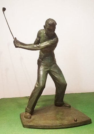 Golfer Bronze Sculpture Unique 1955 18 in Sculpture - Joe Brown