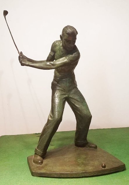 Golfer Bronze Sculpture Unique 1955 18 in Sculpture by Joe Brown
