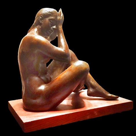 Seated Nude #1 Bronze Sculpture 1946 13 in Sculpture - Joe Brown