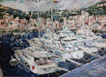 Newport Beach Harbor 1985 30x40 California Original Painting - Michael Bryan Newport Beach Harbor 1985 30x40 California Original Painting - Michael Bryan