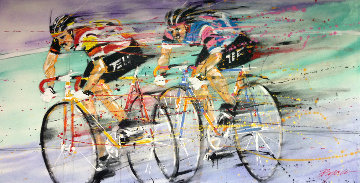 Untitled (bicyclists) 1989 36x72 Super Huge Original Painting - Michael Bryan Untitled (bicyclists) 1989 36x72 Super Huge Original Painting - Michael Bryan