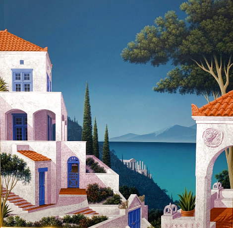 Scylla and Charybdis 1990 26x26 - Greece Original Painting - Jim Buckels