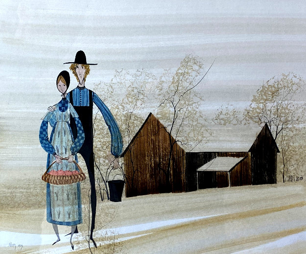 In Love 1983 Watercolor 10x12 by Pat Buckley Moss For Sale on Art