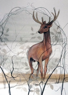Deer Watercolor 1978 19x20 Watercolor - Pat Buckley Moss Deer Watercolor 1978 19x20 Watercolor - Pat Buckley Moss