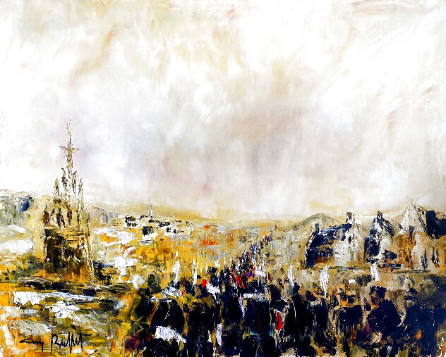 Untitled Military Painting 1960 43x54 - Huge - Early - Brittainy, France, Great Britain Original Painting by Guy Buffet