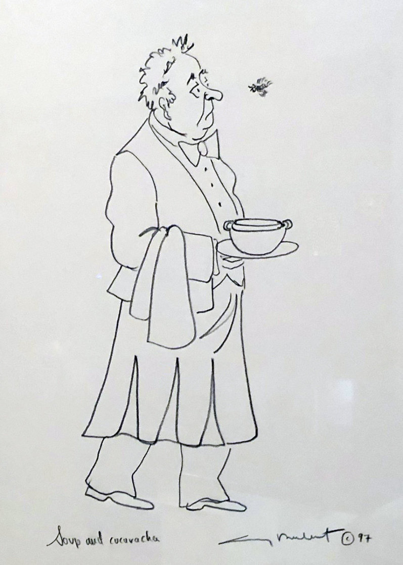 Epicurean Suite of 4, and an Original Drawing 'Soup and Cucaracha' 1996 21x18 w Remarque Limited Edition Print by Guy Buffet Epicurean Suite of 4, and an Original Drawing 'Soup and Cucaracha' 1996 21x18 w Remarque Limited Edition Print by Guy Buffet