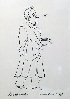 Epicurean Suite of 4, and an Original Drawing 'Soup and Cucaracha' 1996 21x18 w Remarque Limited Edition Print - Guy Buffet Epicurean Suite of 4, and an Original Drawing 'Soup and Cucaracha' 1996 21x18 w Remarque Limited Edition Print - Guy Buffet