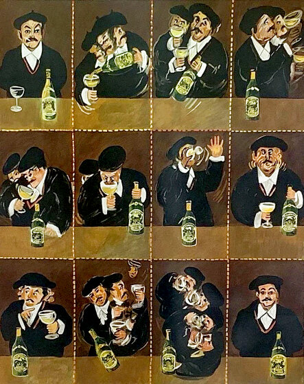 Frenchman Tasting California Wine 1990 Limited Edition Lithograph