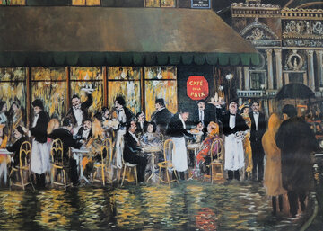 Cafe De La Paix, Paris 37x30 Huge Original Painting - Guy Buffet Cafe De La Paix, Paris 37x30 Huge Original Painting - Guy Buffet
