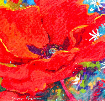 Something Special 1999 22x22 - Poppies Original Painting - Simon Bull