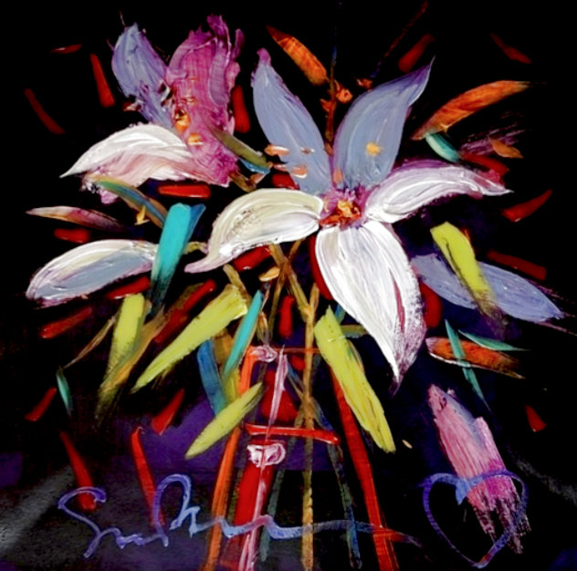 Untitled Floral 2010 27x27 Original Painting by Simon Bull