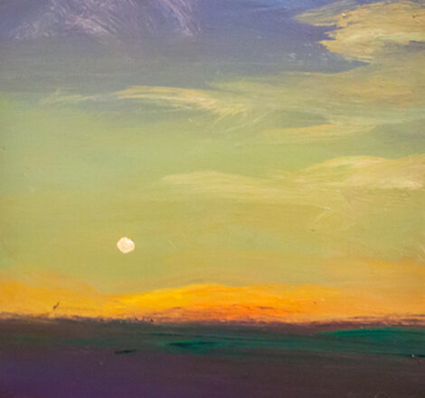 Earth Shadow Green Field, Salinas California  22x22 Original Painting - Simon Bull