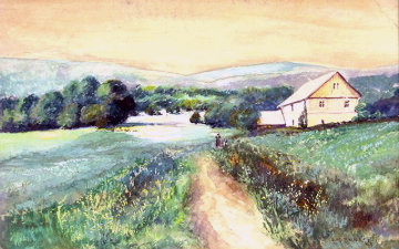 New England Farm Landscape 17x23 Watercolor - Dennis Miller Bunker New England Farm Landscape 17x23 Watercolor - Dennis Miller Bunker
