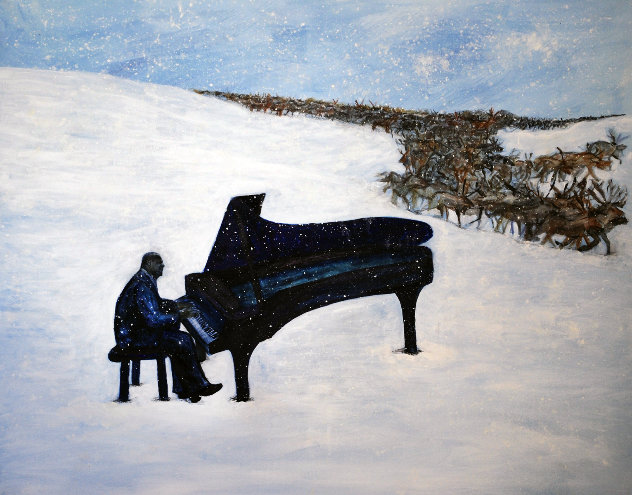 Oscar Peterson - The True North Strong And Free 31x29 Original Painting by Jane Bunnett