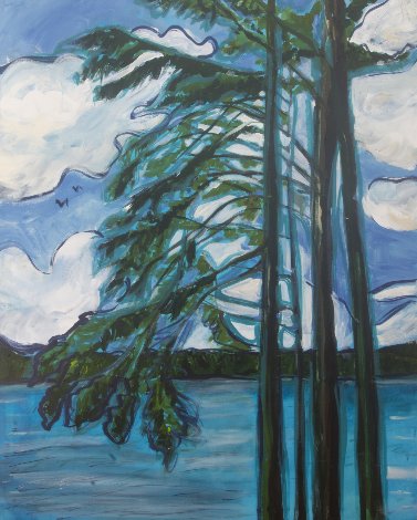 Blue Lake 39x31 Original Painting - Jane Bunnett