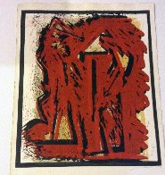 Fallen Figures Unique Monotype 1973 Limited Edition Print by Hans Burkhardt - 1 Fallen Figures Unique Monotype 1973 Limited Edition Print by Hans Burkhardt - 1