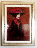 Le Chapeau Rose 46x36 - Huge Original Painting by Richard Burlet - 1