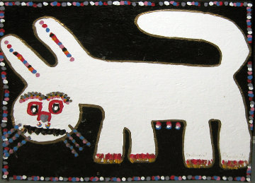 White Dog Black Background 22x26 Original Painting - Richard Burnside White Dog Black Background 22x26 Original Painting - Richard Burnside