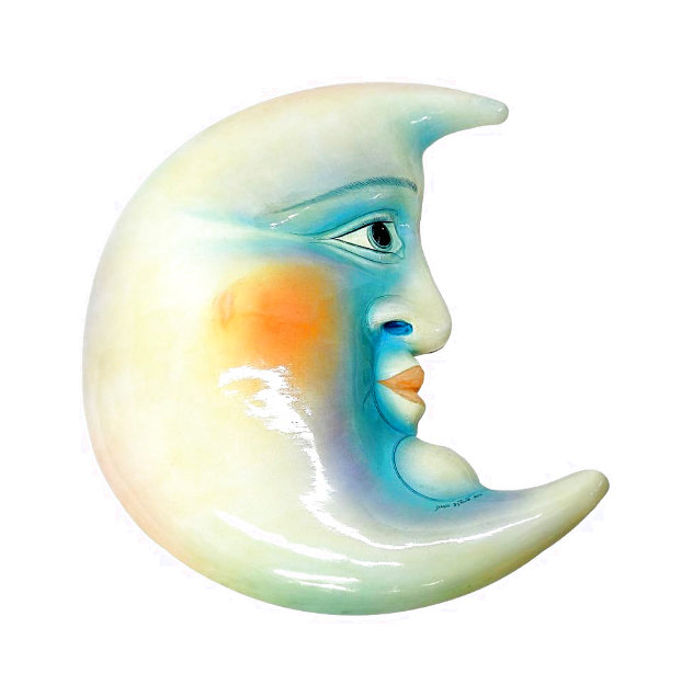 Half Moon Face Resin Sculpture Embellished 36 in Sculpture by Sergio Bustamante