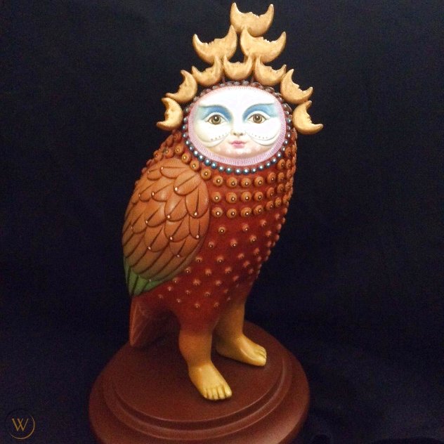 Little Owl Ceramic Sculpture 1995 12 in Sculpture by Sergio Bustamante