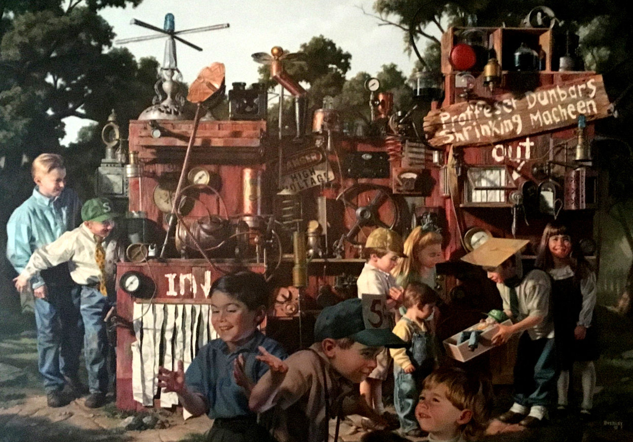 Incredible Shrinking Machine 1997 48x60 Super Huge Original Painting by Bob Byerley Incredible Shrinking Machine 1997 48x60 Super Huge Original Painting by Bob Byerley