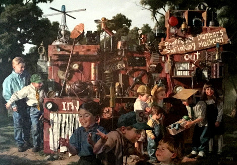 Incredible Shrinking Machine 1997 48x60 Huge Original Painting - Bob Byerley