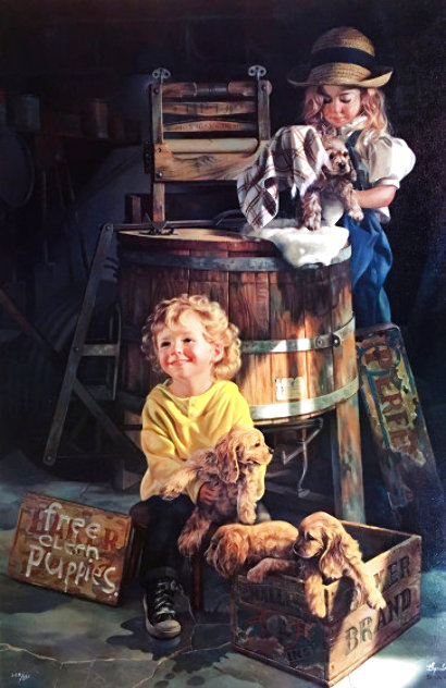 Free Clean Puppies 1994 Limited Edition Print by Bob Byerley