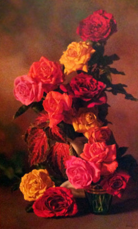 Roses 1979 24x16 Original Painting - Bob Byerley