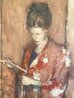 Standing Woman in Kimono Original Painting by Gregory Calibey - 2 Standing Woman in Kimono Original Painting by Gregory Calibey - 2