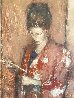 Standing Woman in Kimono 2001 32x38 Original Painting by Gregory Calibey - 2