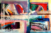 Tilted Bridge Tapestry 2005 71x50 Huge Tapestry by Calman Shemi - 0 Tilted Bridge Tapestry 2005 71x50 Huge Tapestry by Calman Shemi - 0