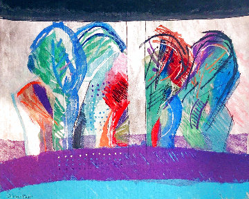 View From the Veranda #10 Tapestry 1990 57x65 Super Huge Tapestry - Calman Shemi View From the Veranda #10 Tapestry 1990 57x65 Super Huge Tapestry - Calman Shemi