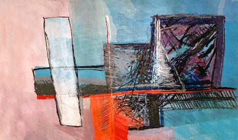 White Columns #4 1990 56x82 - Huge Mural Size Tapestry - Calman Shemi